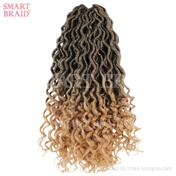 Curly Faux Locs Crochet Hair Deep Wave Braiding Hair With Curly Ends Crochet Goddess Locs Synthetic Braids Hair Extensions